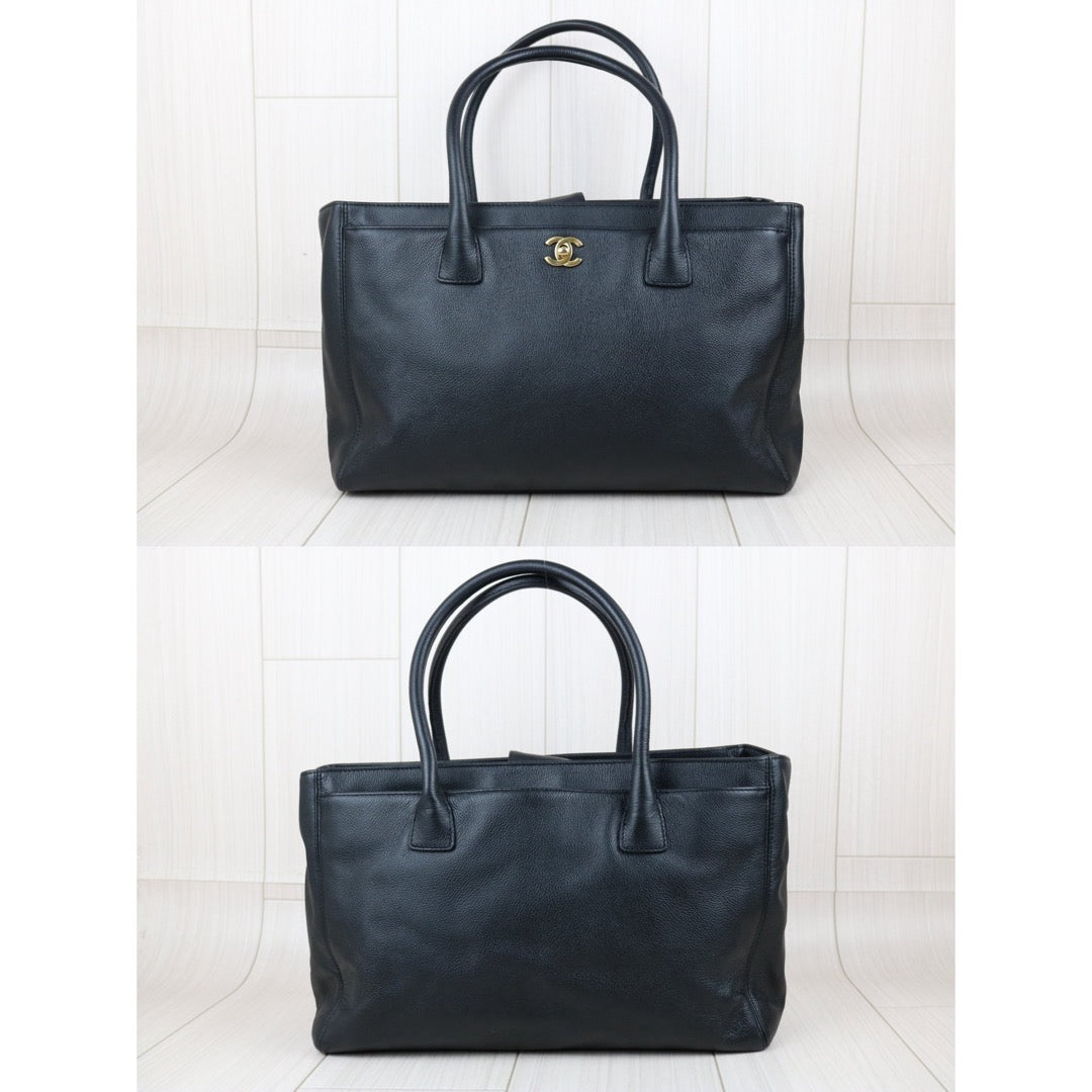 Include Entrupy Certificate of Authenticity｜Good ( Rank AB)｜ CHANEL Matrasse Caviar Skin Black Cerf Tote 35 Shoulder Bag Made In 2013-2014 Year｜S26101105