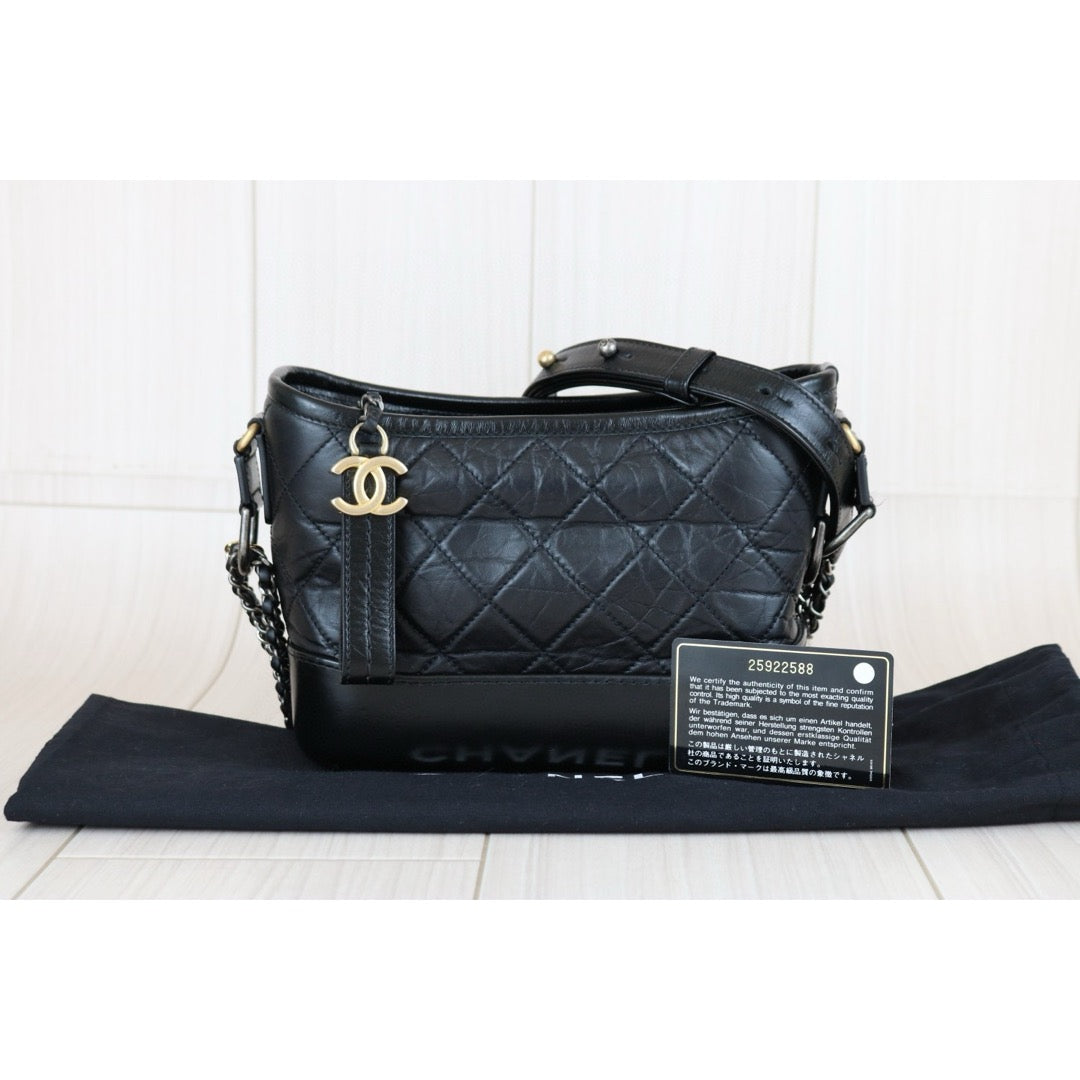 Very Good ( Rank A) ｜CHANEL PM Gabrielle Aged Calfskin Shoulder Bag Black Made in 2018 Year｜S24111810