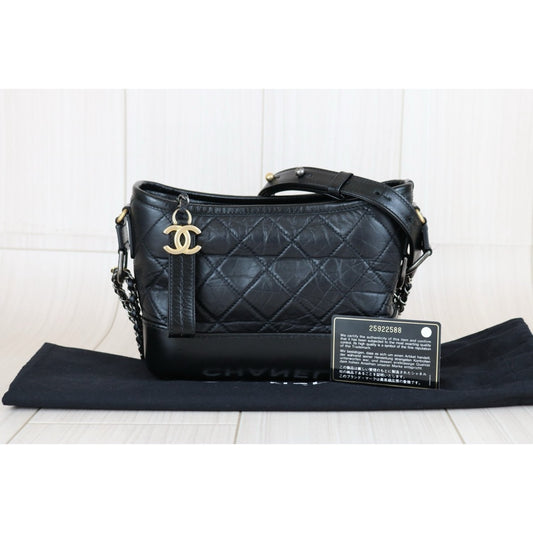 Very Good ( Rank A) ｜CHANEL PM Gabrielle Aged Calfskin Shoulder Bag Black Made in 2018 Year｜S24111810