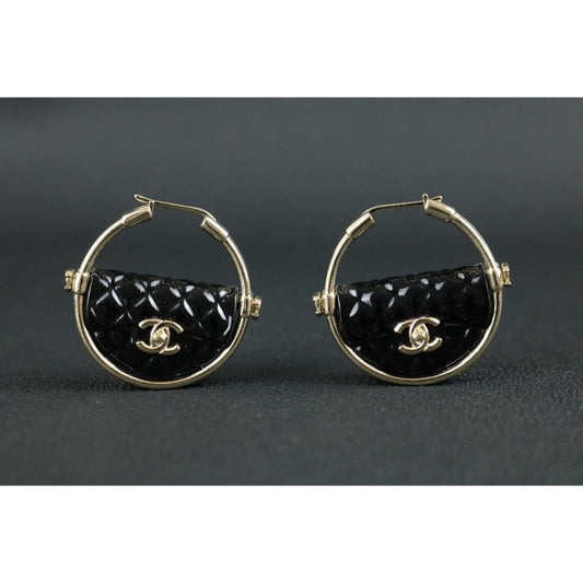 Include Authentic Detective Certificate of Authenticity｜Very Good ( Rank A) ｜ CHANEL B23C Coco Mark Loop Earrings Made In 2023Year ｜S26050711
