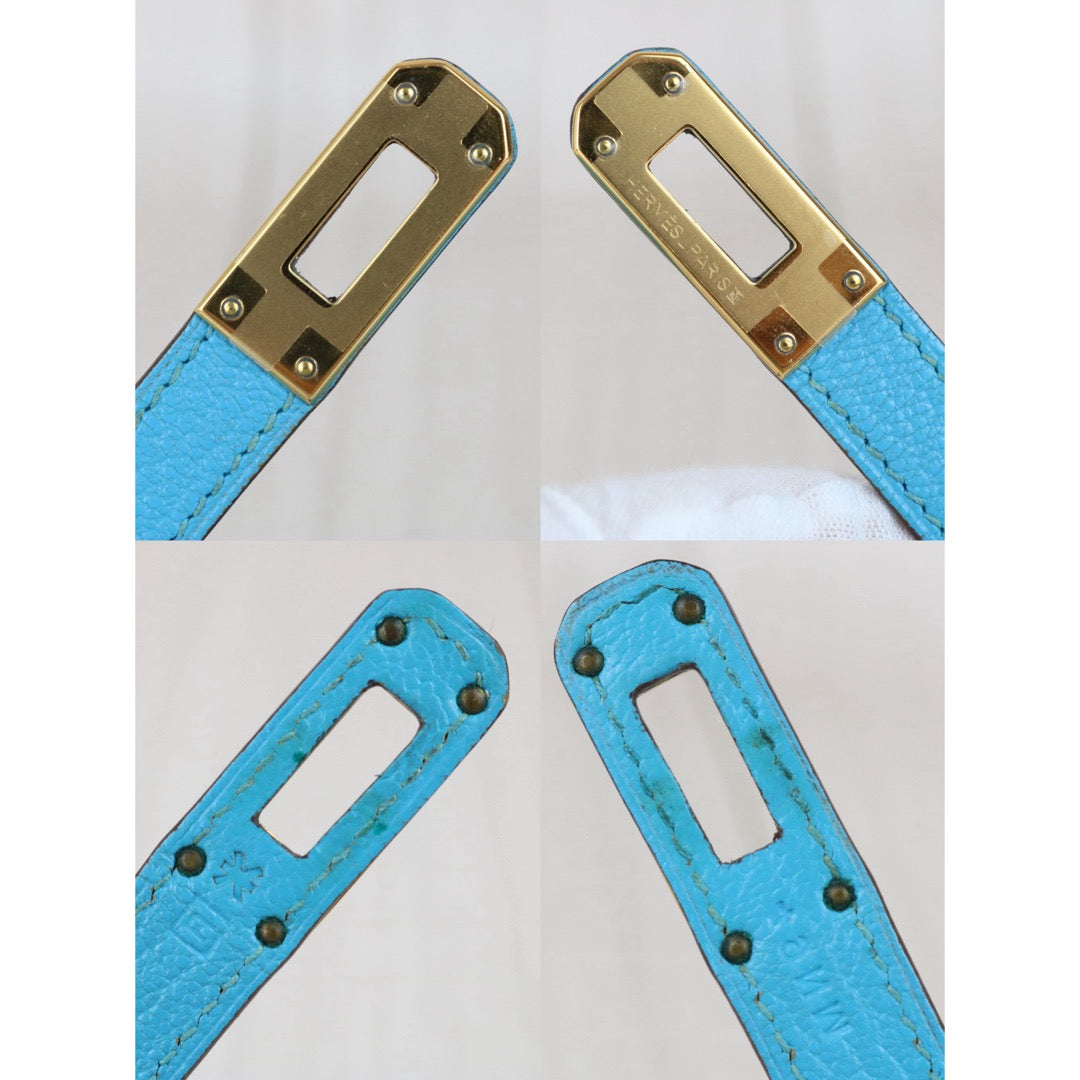 Include Entrupy Certificate of Authenticity｜Very Good ( Rank A)｜ HERMES Goatskin Kelly Long Wallet Blue Paon □R Stamp Made In 2014Year｜X26042002