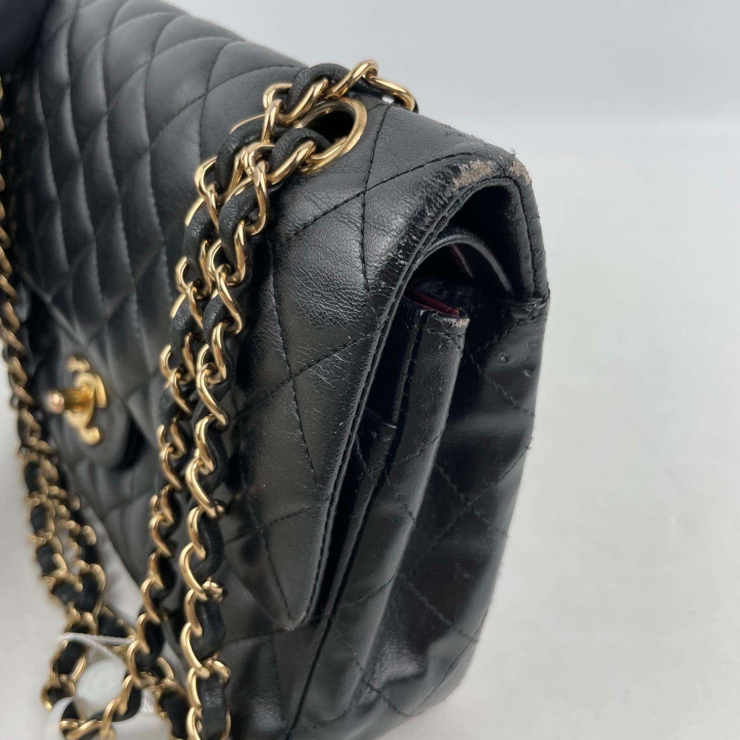 ( Rank B)｜ CHANEL Lamb Skin Matrasse Double Flap 25 Shoulder Bag Black