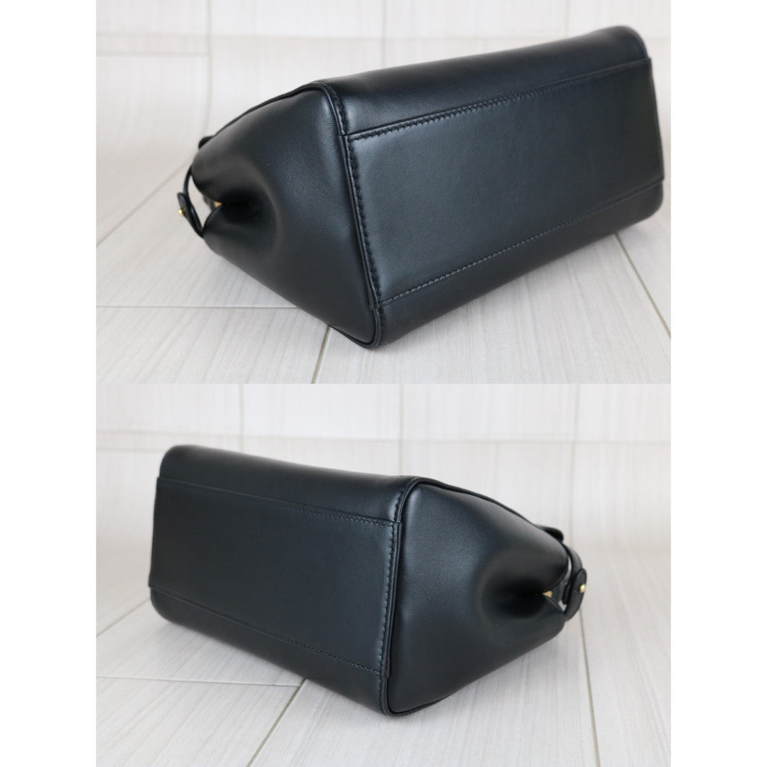 Excellent（Rank SA） ｜ FENDI Calf Leather Peekapoo iconic mini Handbag With Shoulder Bag Black｜S25111802
