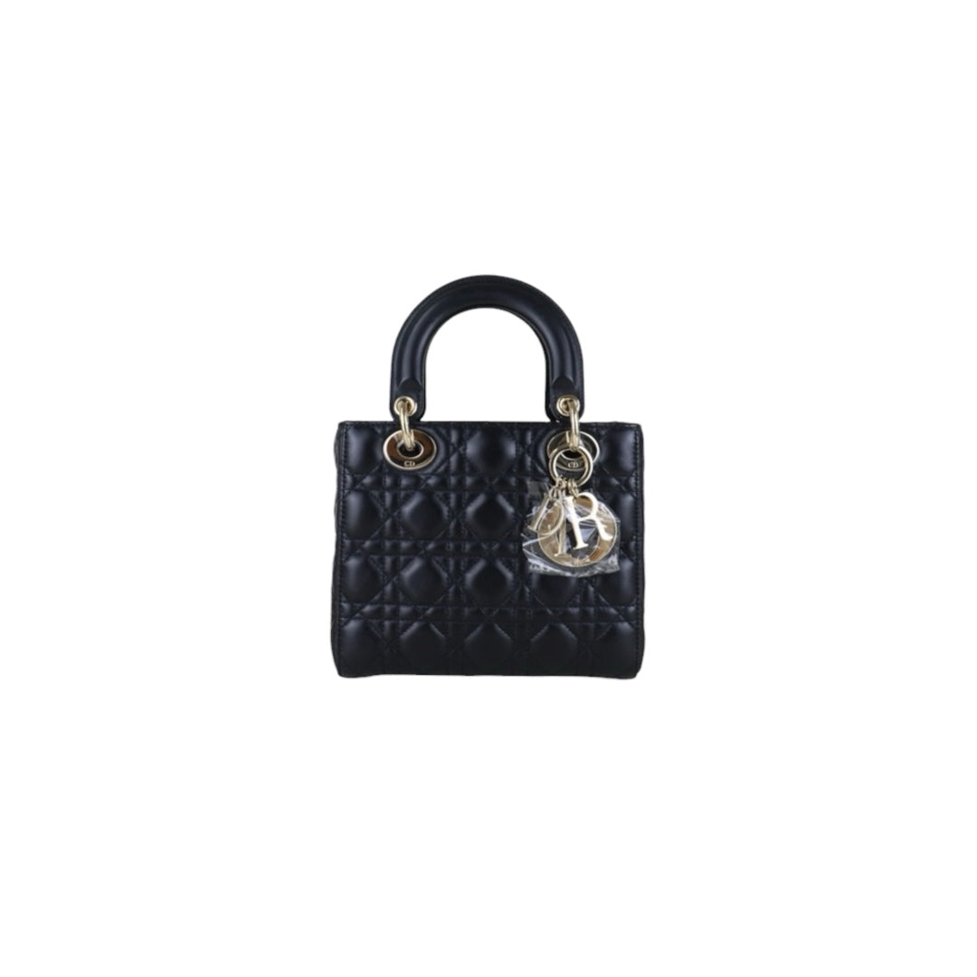 Include Entrupy Certificate of Authenticity｜Very Good ( Rank A) ｜  Dior Lady Dior Lamb Skin 2WAY Handbag Shoulder Bag Black ｜S26030826