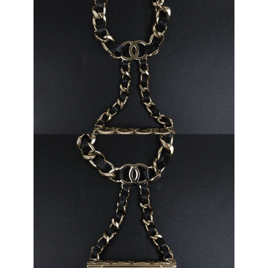 Very Good ( Rank A)｜ CHANEL 22V Coco Mark Hollow Design Matrasse Belt Chain Tinybag made in 2022 year｜S26030903