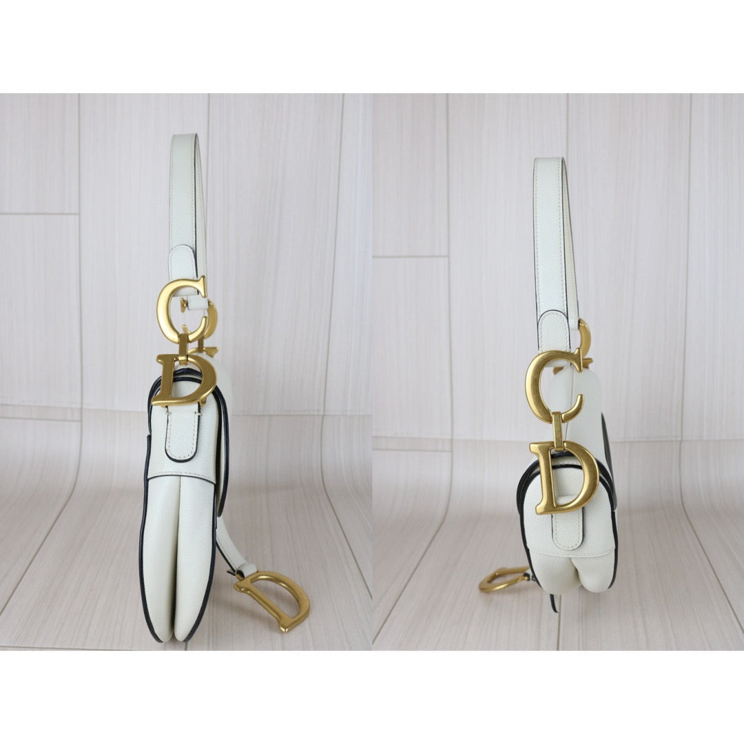 Very Good ( Rank A)｜Dior Trotter Saddle Shoulder Bag Medium White Current Model｜S25091009