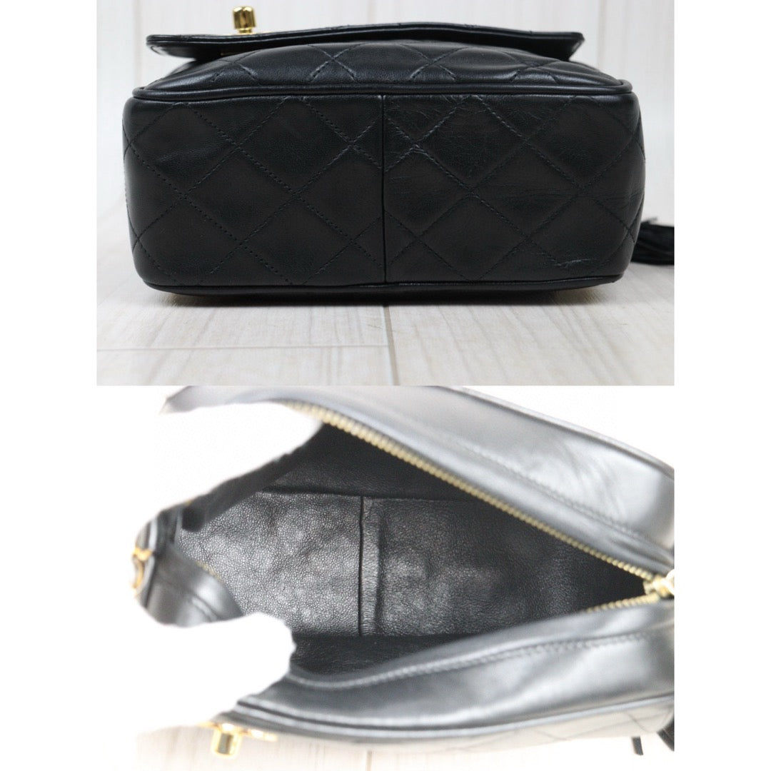 Good ( Rank AB)｜ CHANEL Matrasse Chain Camera Bag  18 Shoulder Bag Black  Made in 1994-1996Year ｜P24120209