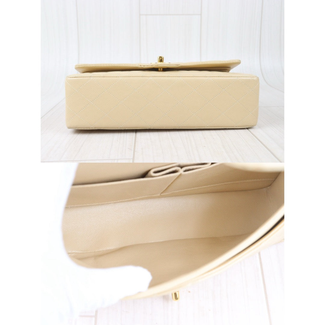 Good ( Rank AB)｜ CHANEL  Lamb Skin Beige Double Flap 25 Shoulder Bag Made in 1996-1997 Year ｜P24083012