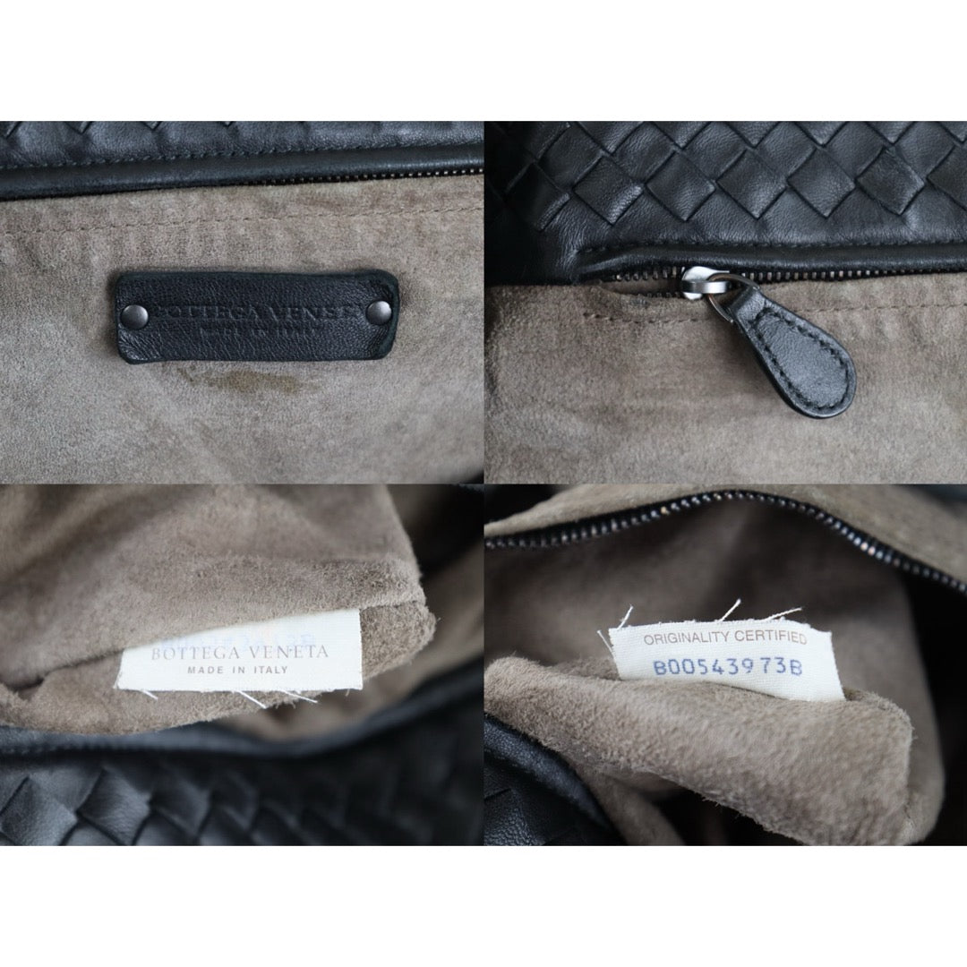 Include Entrupy Certificate of Authenticity｜Good ( Rank AB)｜ Bottega Veneta Lamb Skin Intrecciato Cesta GM Tote Black｜S26090739