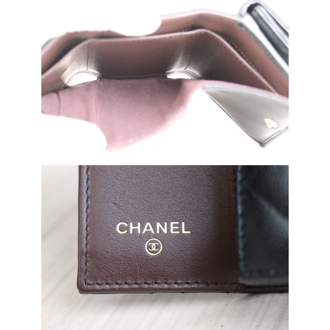 Rank A ｜Chanel Caviar Skin Black Compact Wallet Made In 2023 Year｜23101801