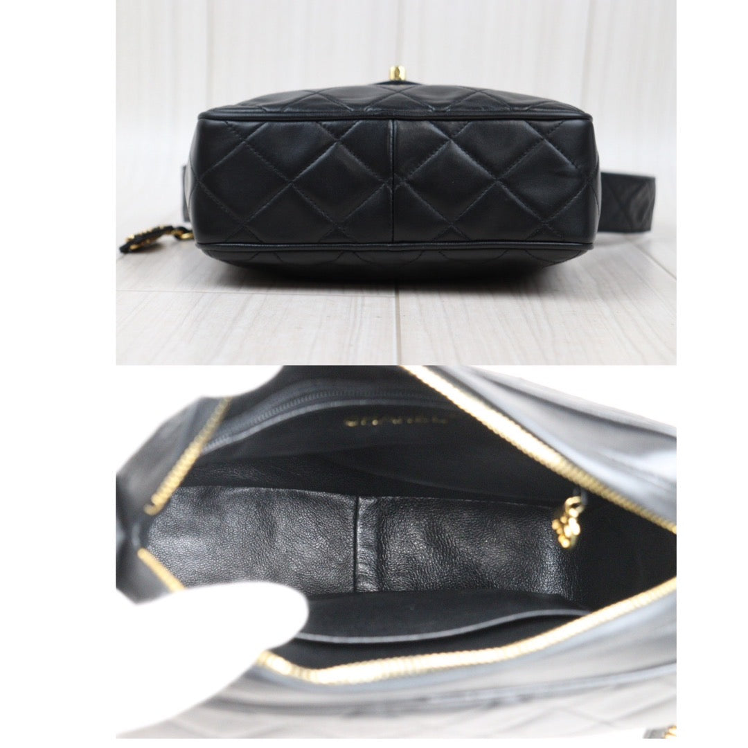 Rank A｜ CHANEL Matrasse Lamb Skin Shoulder Bag Black  ｜24041122