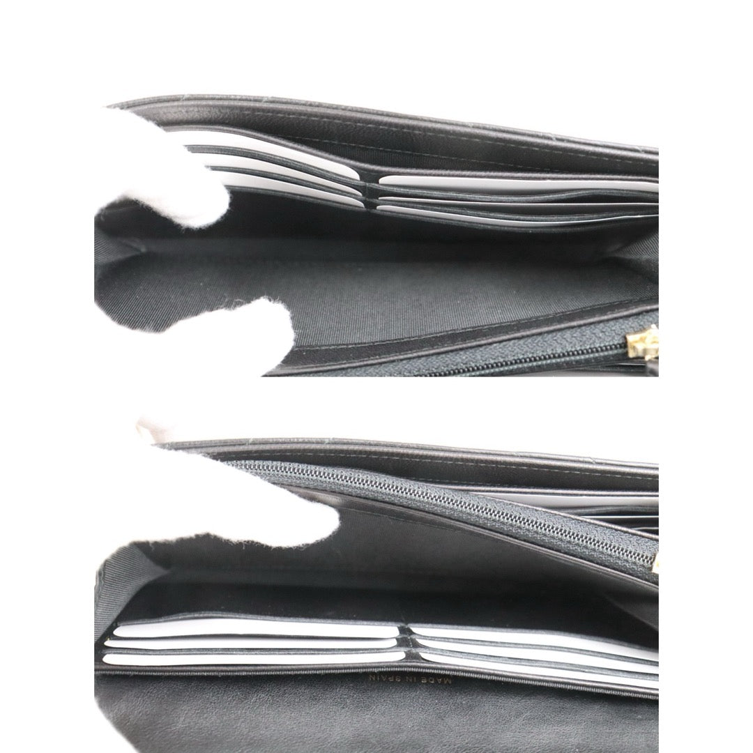 Include Entrupy Certificate of Authenticity｜Very Good ( Rank A)｜CHANEL Calf Skin Black Long Wallet Made In 2016-2017Year｜S26053007
