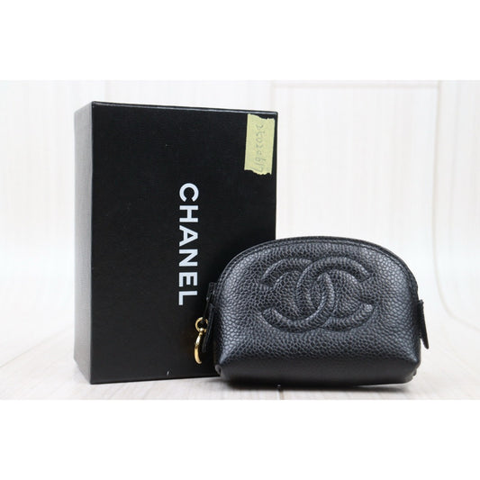 Very Good ( Rank A) ｜CHANEL Caviar Skin Mini Coin Case Purse Black Made in 1994-1996 Year｜25020617