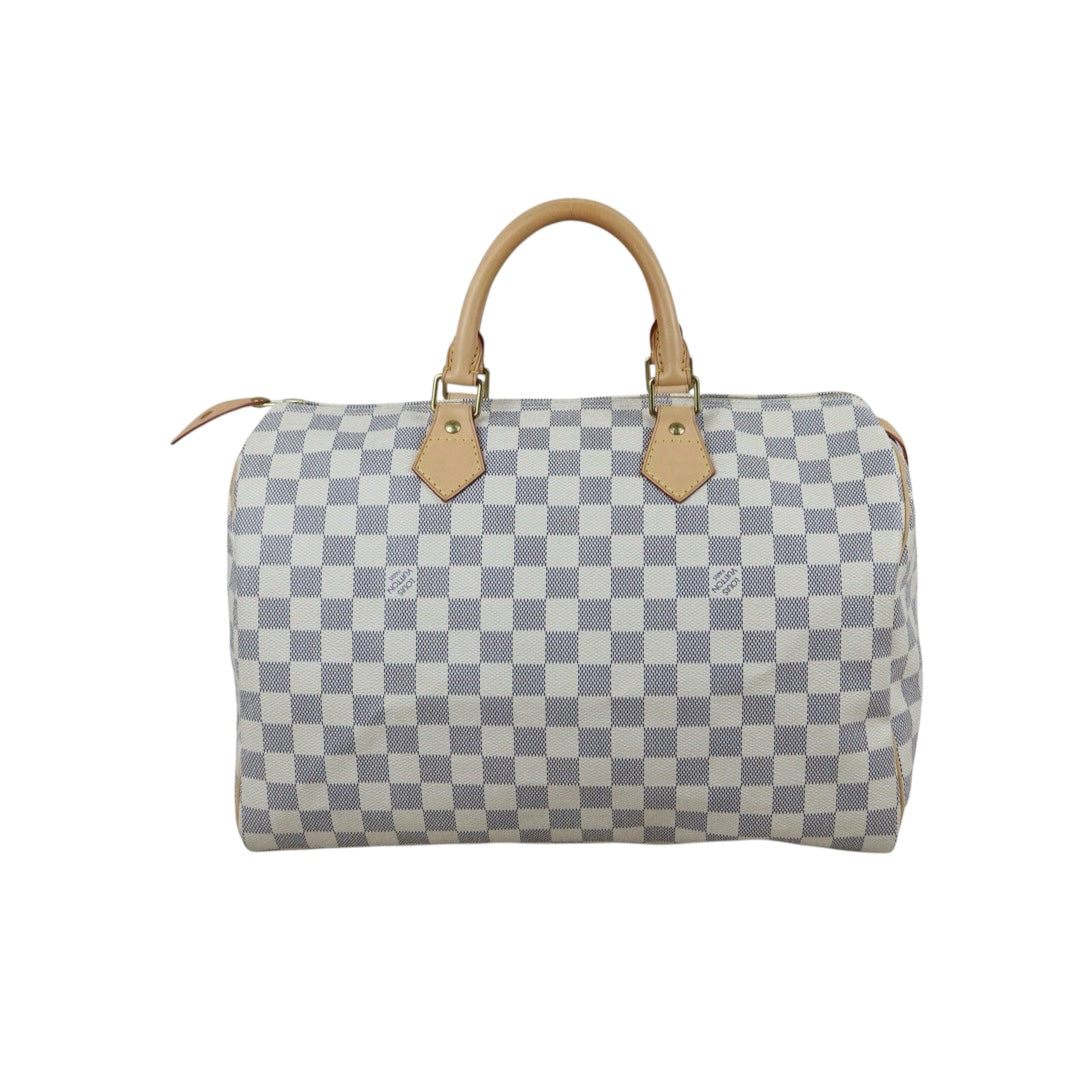 Include Entrupy Certificate of Authenticity｜Good ( Rank AB)｜ Louis Vuitton Azul Speedy 35 Hand Bag  ｜X26061802