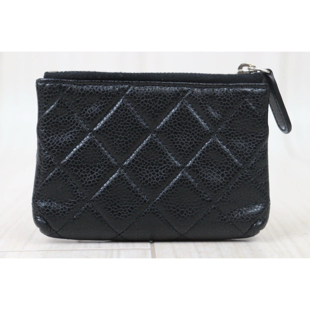 Good ( Rank AB) ｜CHANEL Matrasse Caviar Skin Card Holder Black Made In 2012-2013 Year｜V24101016