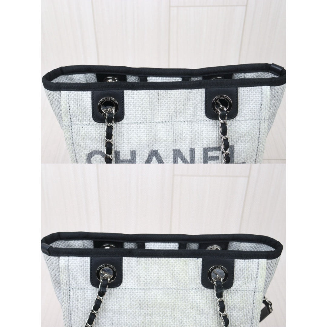 Good ( Rank AB)｜ CHANEL Canvas Tote Bag Gray Small Made In 2015-2016 Year｜V24110743