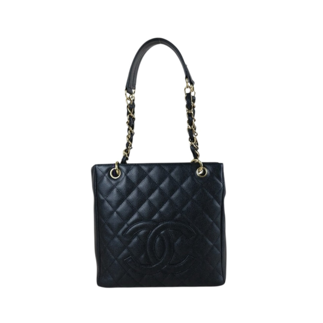 Include Entrupy Certificate of Authenticity｜Very Good ( Rank A)｜ CHANEL Matrasse PST Chain Tote Bag Caviar Skin Black  Made In 2003-2004 Year｜S26073111
