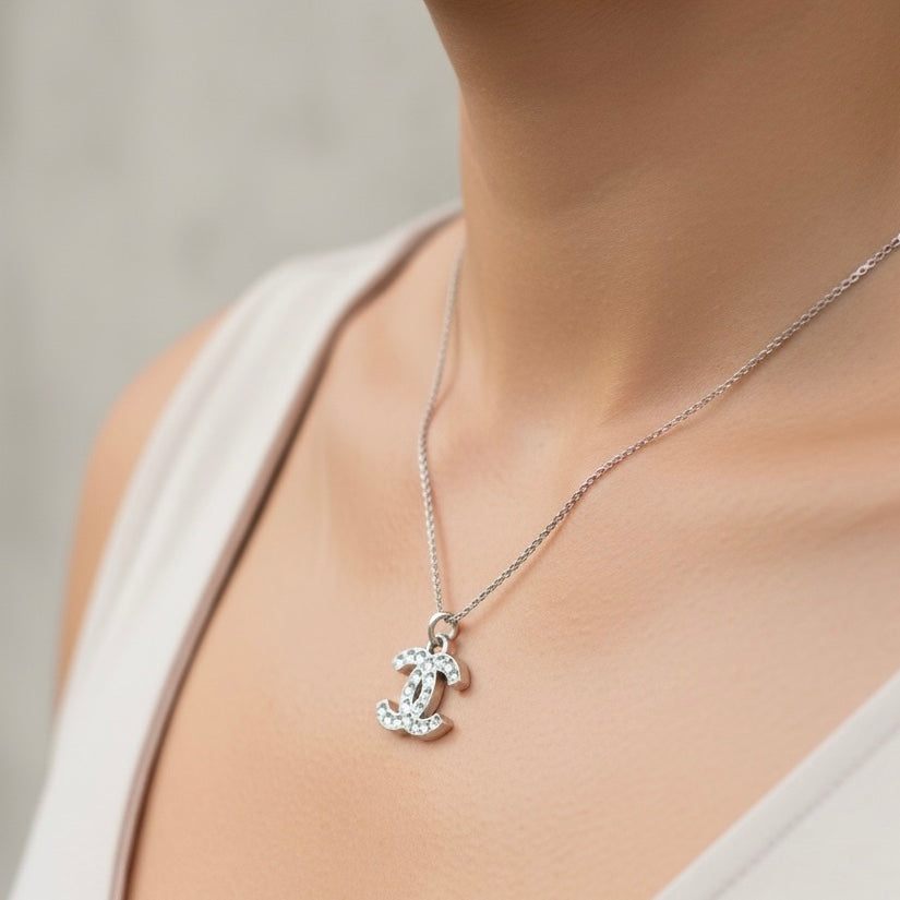Include Authentic Detective Certificate of Authenticity｜Very Good ( Rank A) ｜ CHANEL F12V Coco Mark  Rhinestone Choker  Necklace｜S26062507