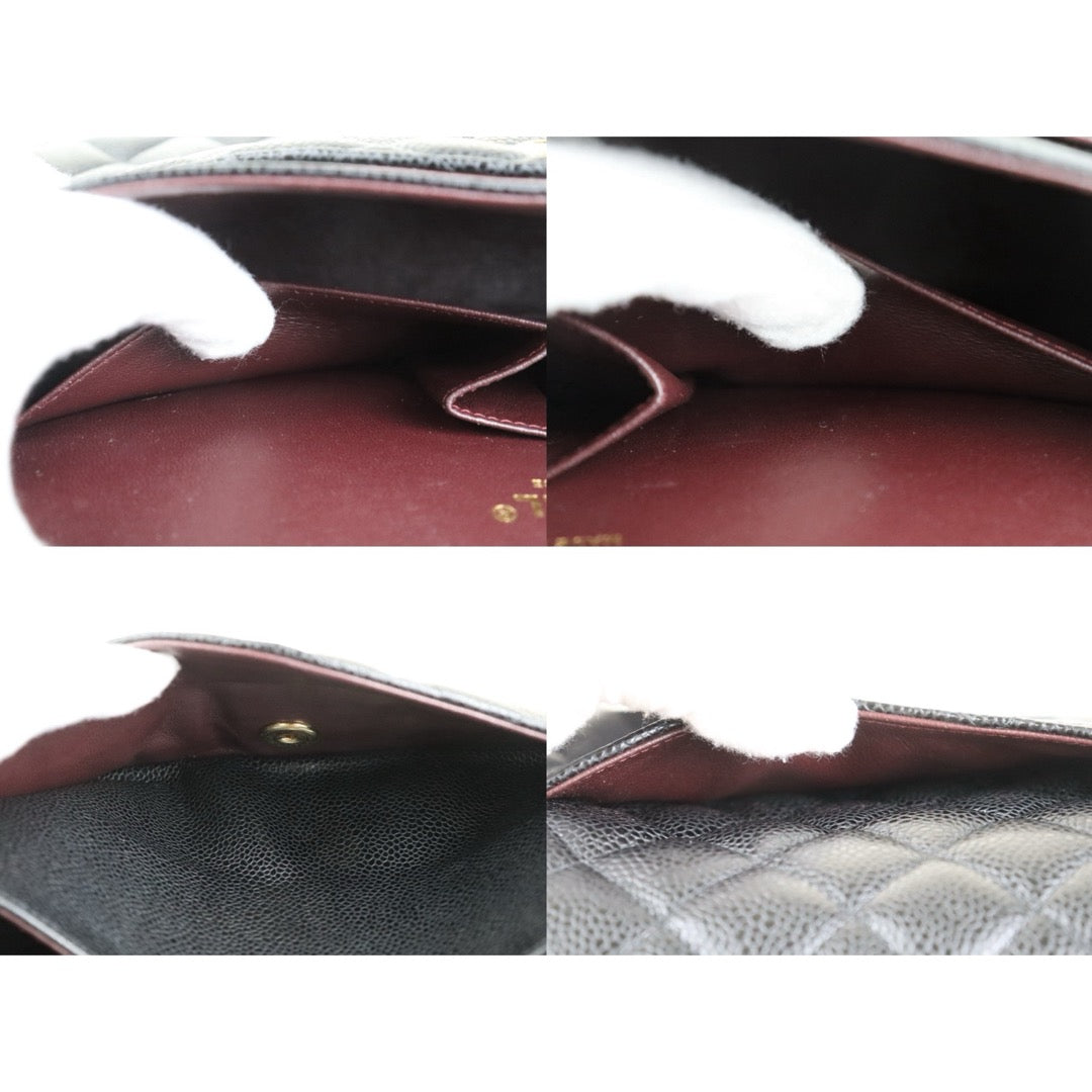 Include Entrupy Certificate of Authenticity｜Very Good ( Rank A)｜ CHANEL Caviar Skin Calf Leather Chain Double Flap 25 Shoulder Bag  Black Made In 2013-2014Year｜S26072545