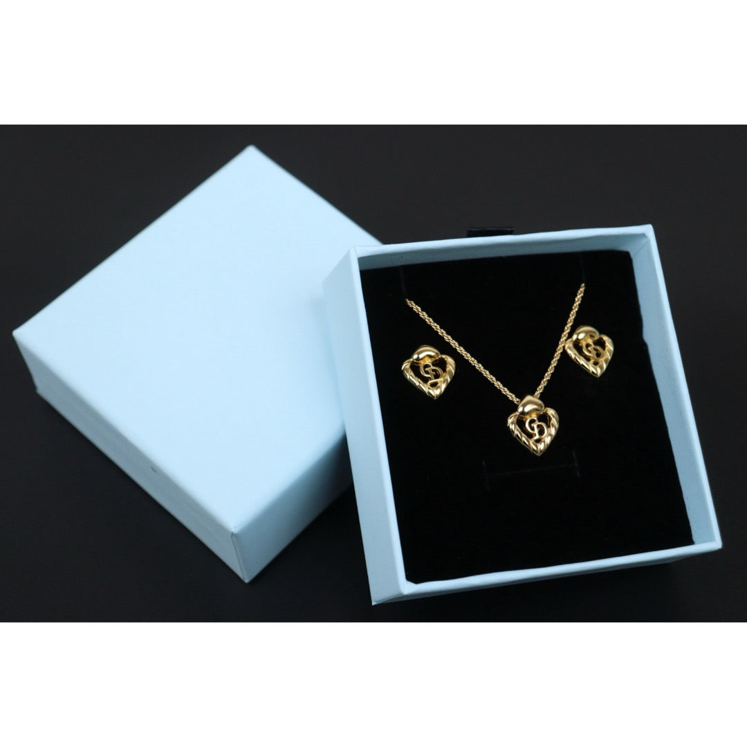 Very Good ( Rank A)｜ Dior CD Heart  Necklace Earring Set ｜V25110619