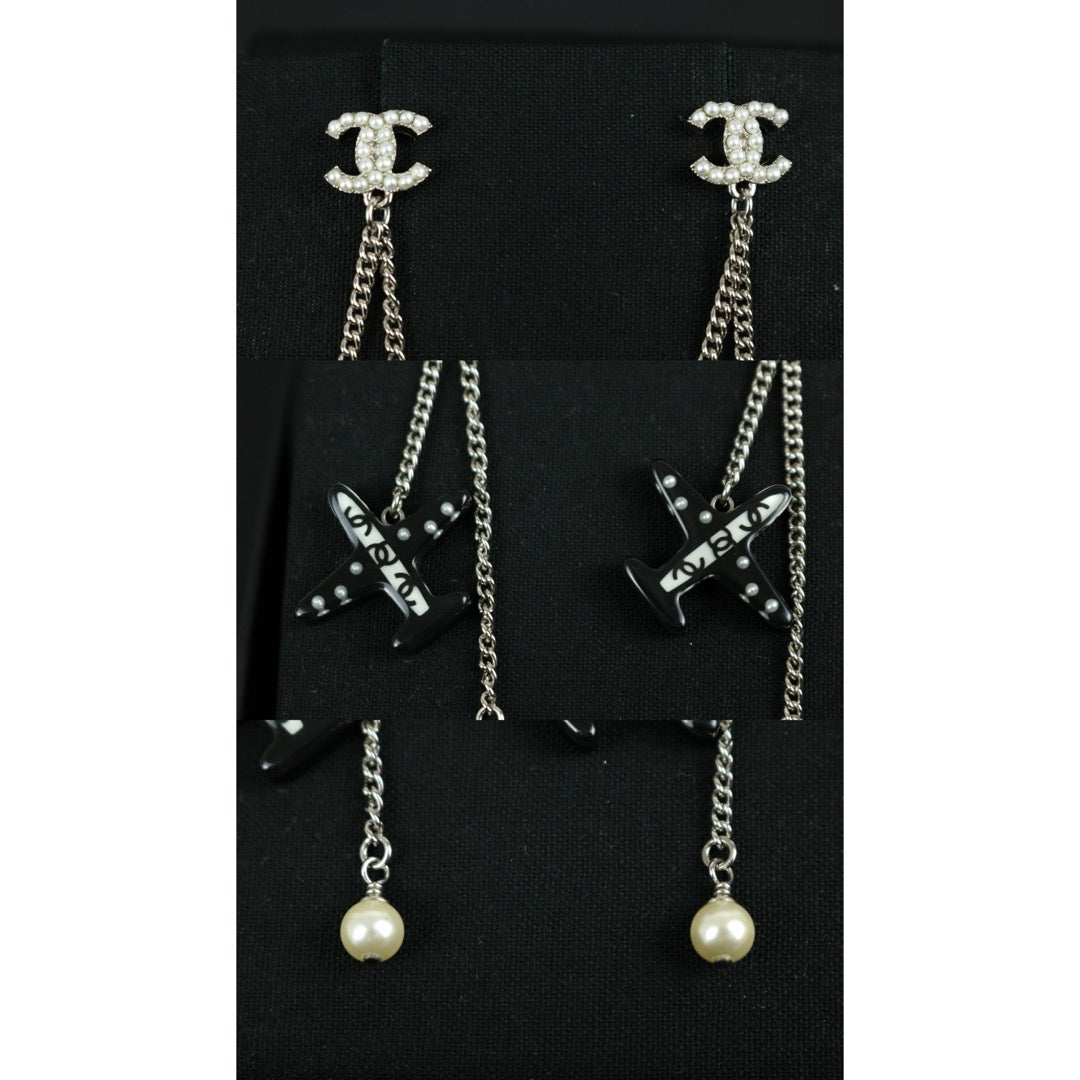 Include Authentic Detective Certificate of Authenticity｜Very Good ( Rank A) ｜CHANEL 16S COCO Mark Rhinestone Pearl Earrings Made In 2016Year｜X26041109