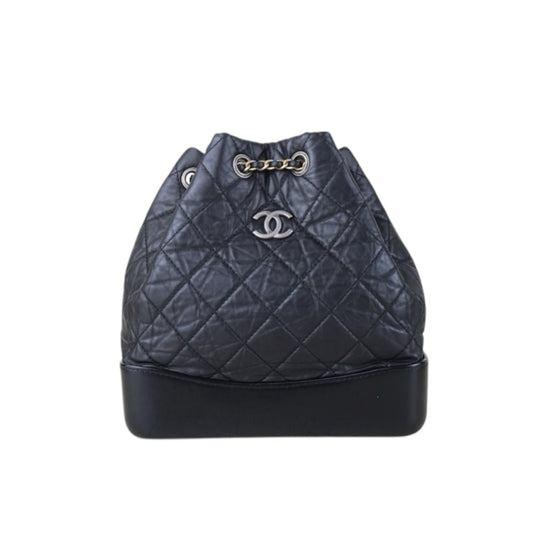 Include Entrupy Certificate of Authenticity｜Very Good ( Rank A)｜ CHANEL Gabrielle Calfskin Chain Backpack Black Made In 2020-2021Year｜S26083008
