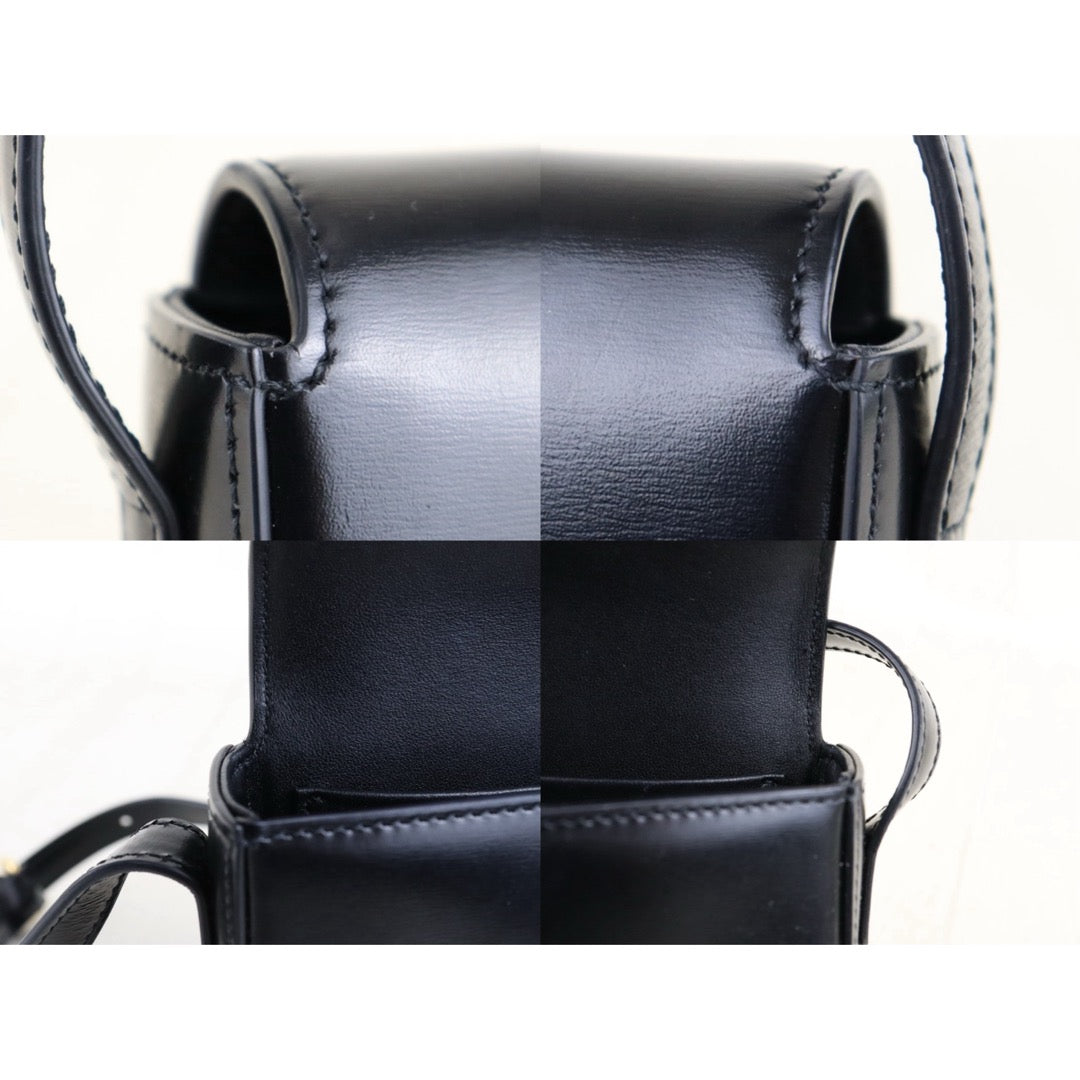Good ( Rank AB) ｜CELINE Calf Leather Triomphe Black Shoulder Bag Golden Hardware｜S25121504