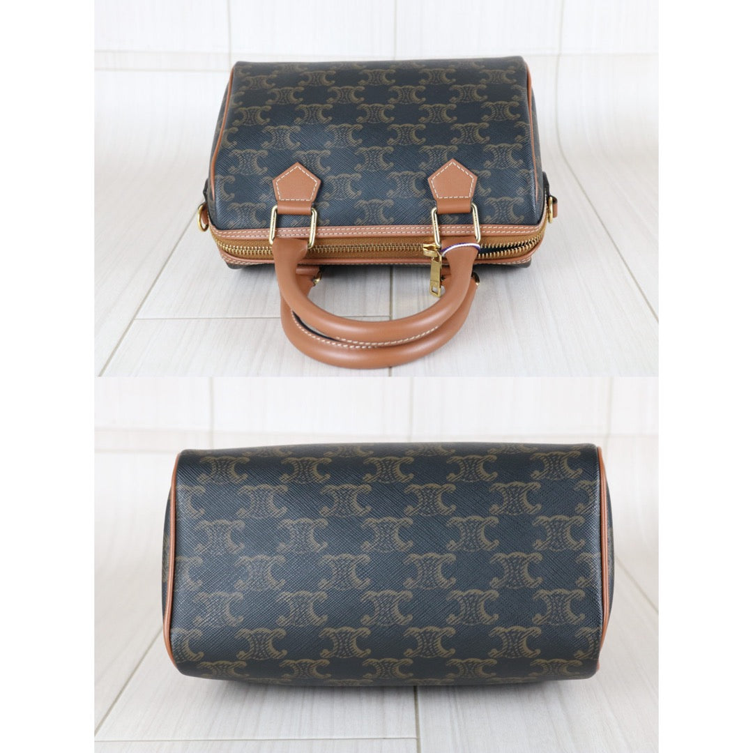 Excellent（Rank SA）｜ CELINE Macadam Triomphe Poston PM Handbag Bag With Shoulder Strap ｜W26020604