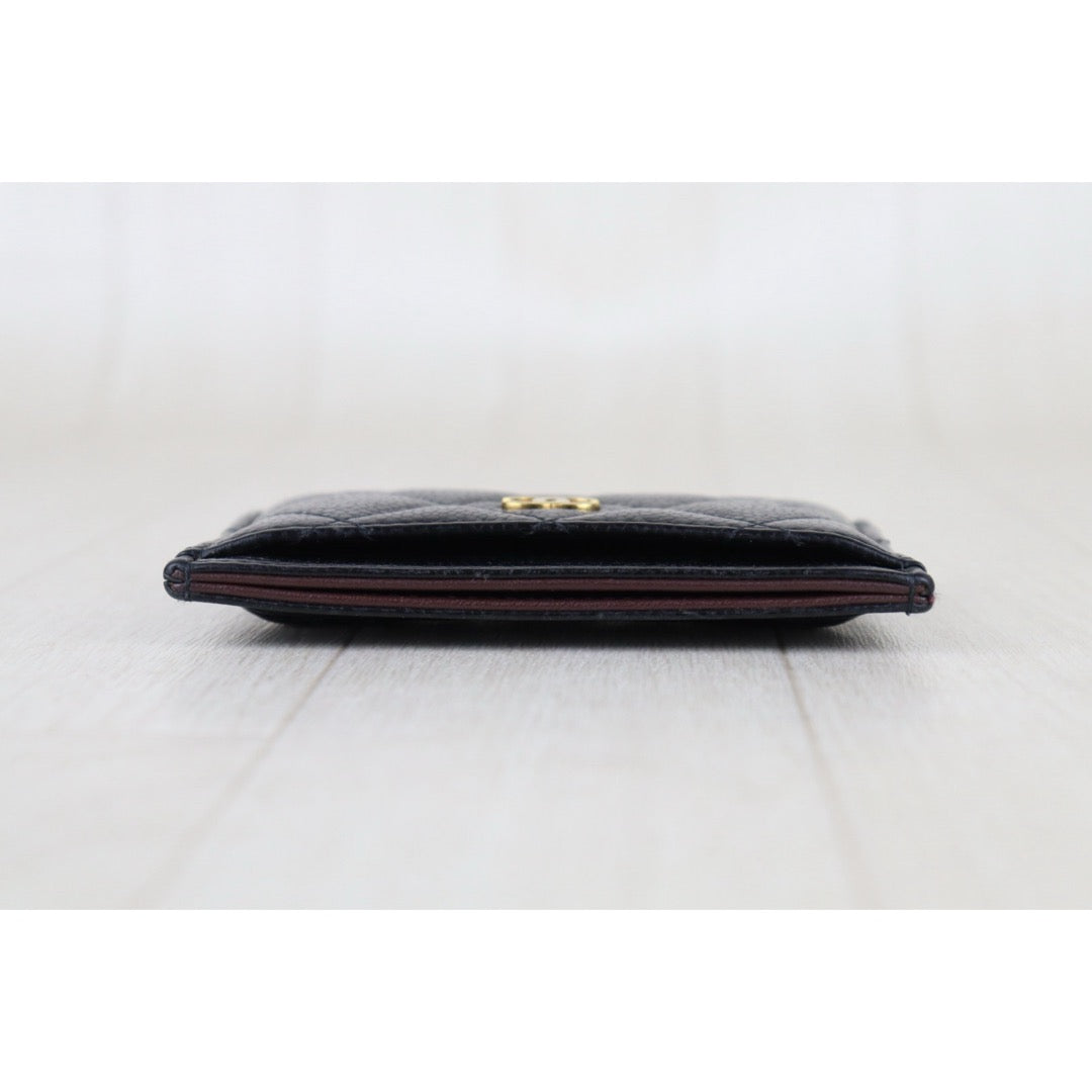Include Entrupy Certificate of Authenticity｜Good ( Rank AB)｜CHANEL Caviar Skin Black Card Holder Made In 2021-2022Year｜S26052512