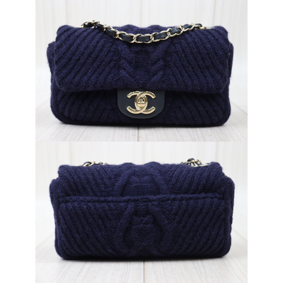 Second installment 2/3｜ Rank A ｜ CHANEL Wool Knitting Mini Flap 20 Shoulder Bag  Made In 2018-2019Year｜Y24051712