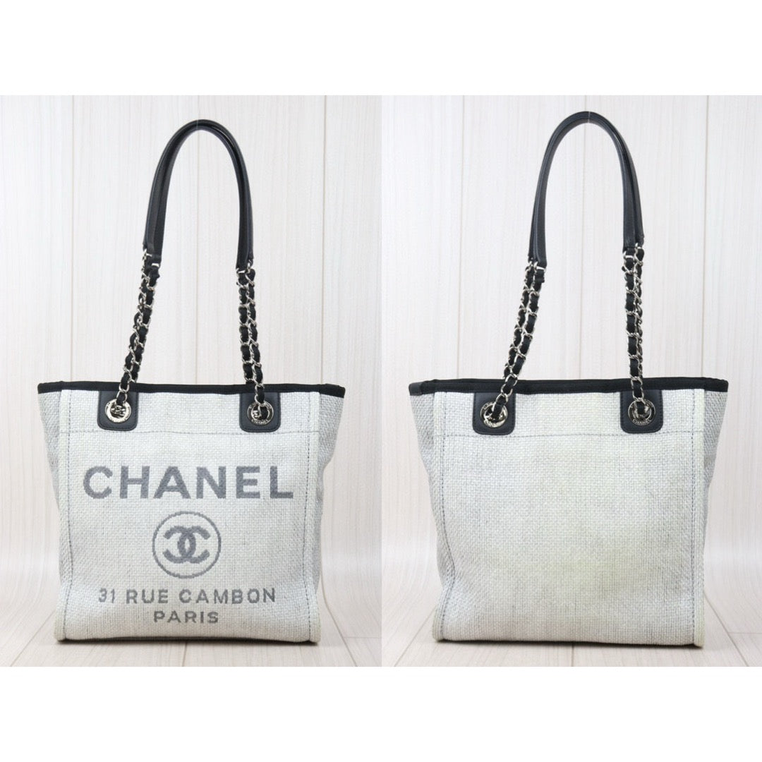 Good ( Rank AB)｜ CHANEL Canvas Tote Bag Gray Small Made In 2015-2016 Year｜V24110743