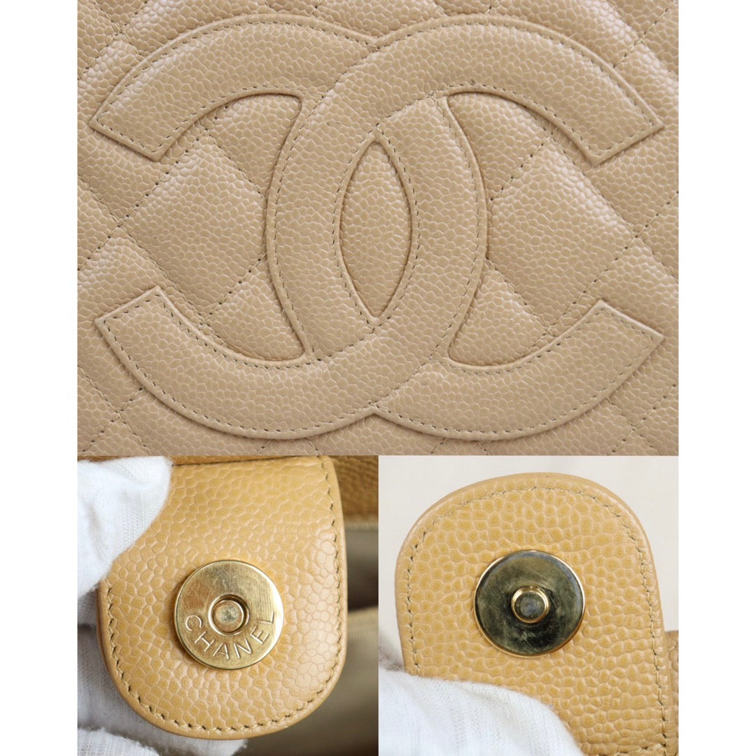 Good ( Rank AB) ｜ CHANEL Matrasse PST Chain Tote Bag Caviar Skin Beige ｜23120510