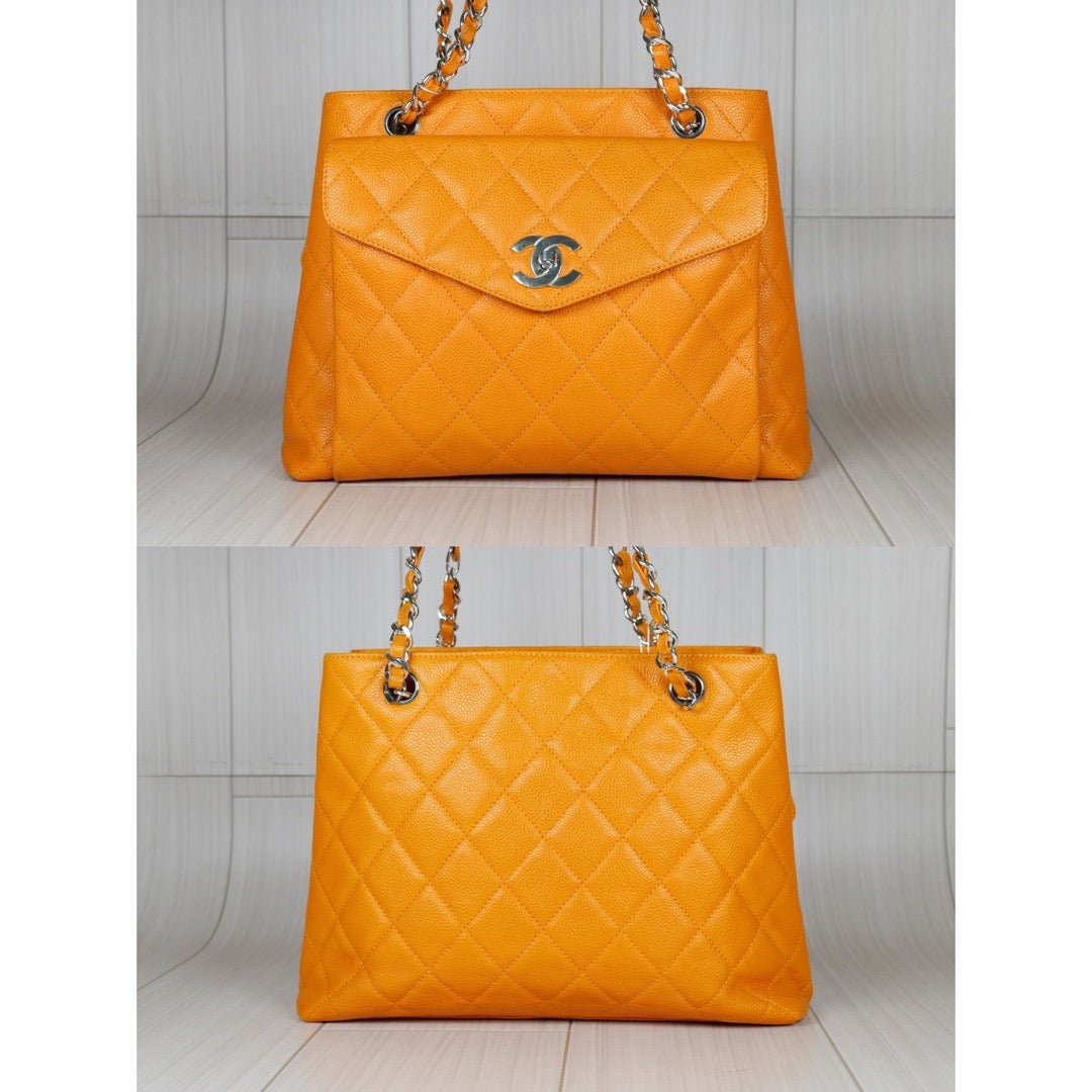 Good ( Rank AB)｜CHANEL Caviar Skin Shoulder Bag Orange Made in 1996-1997 Year｜S24060605