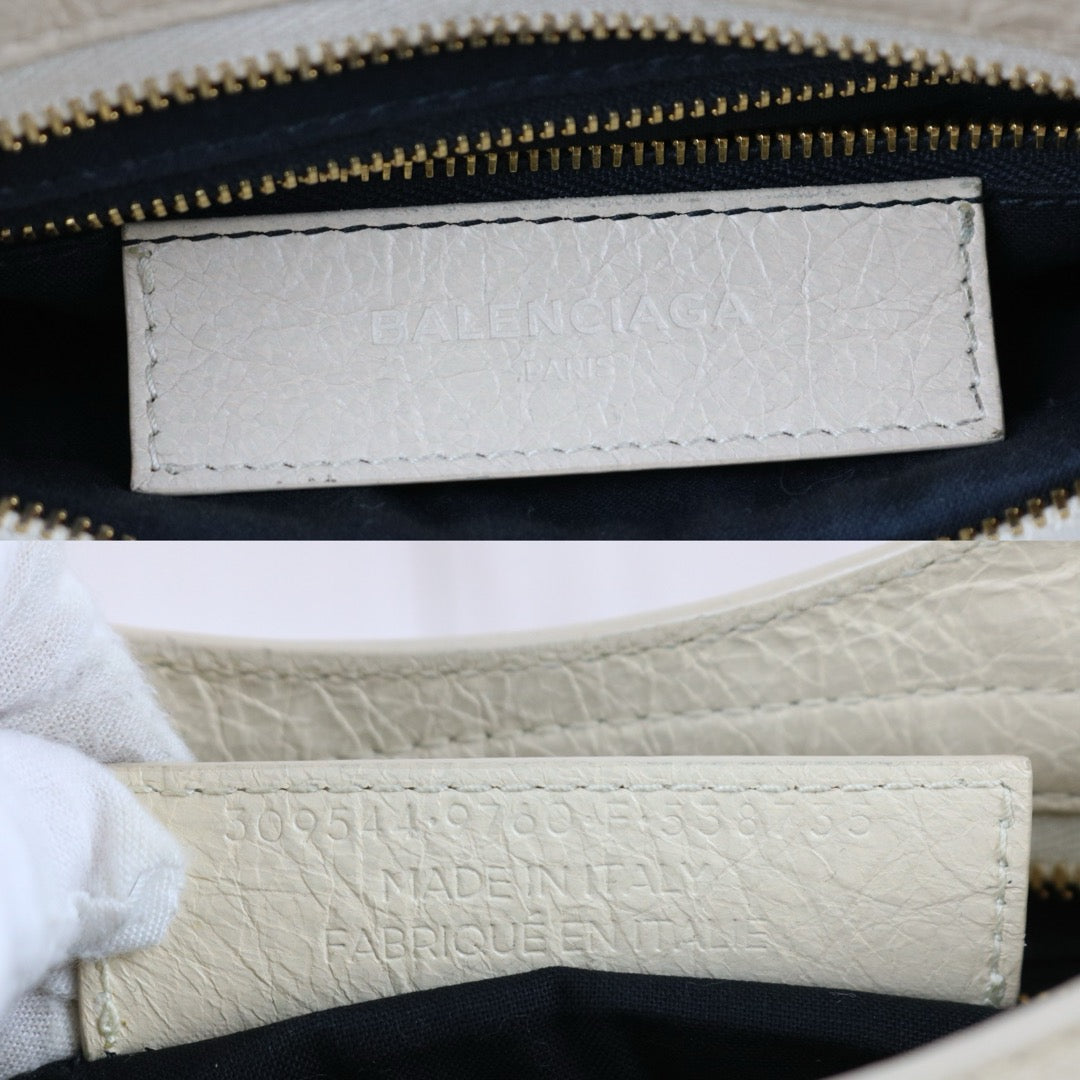Include Entrupy Certificate of Authenticity｜Good ( Rank AB)｜Balenciaga Waxed Leather Gaint Classic City Mini Beige HandBag Shoulder Bag ｜S26060107