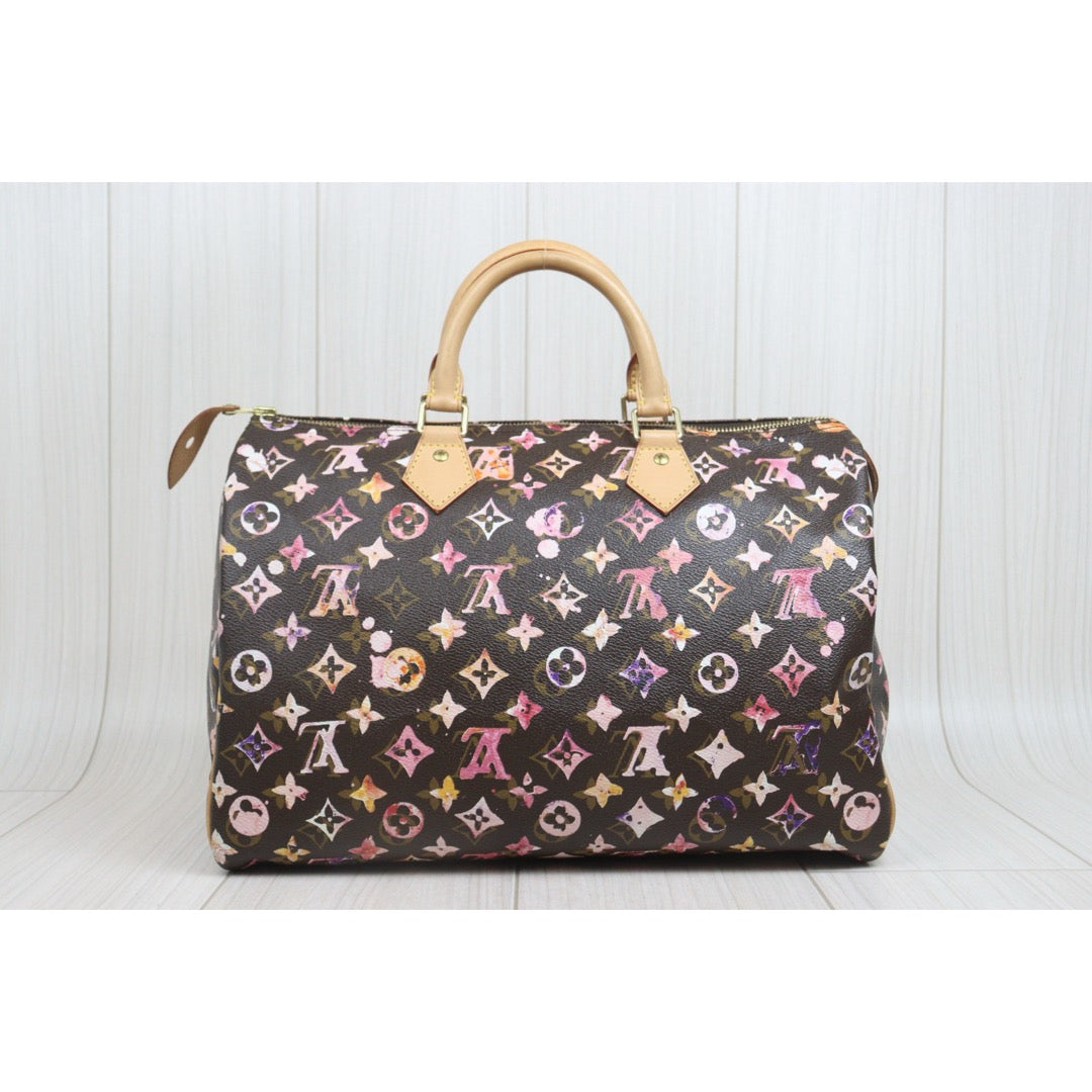 Include Entrupy Certificate of Authenticity｜Very Good ( Rank A)｜ Louis Vuitton Monogram Watercolor Speedy 35 Hand Bag Limited Edition｜S26080609