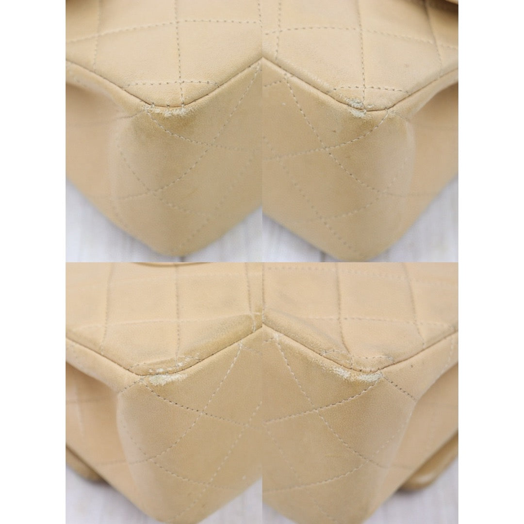Good ( Rank AB)｜ CHANEL  Lamb Skin Beige Double Flap 25 Shoulder Bag Made in 1997-1999 Year ｜P25012204
