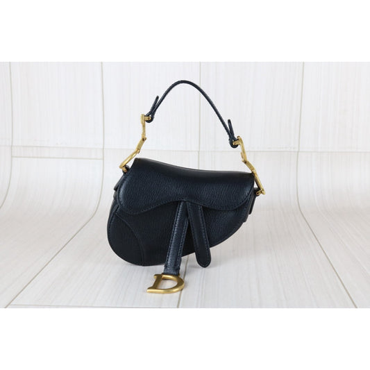 Very Good ( Rank A)｜Dior Trotter Saddle Calf Leather Mini Mini HandBag  Black ｜S25103007