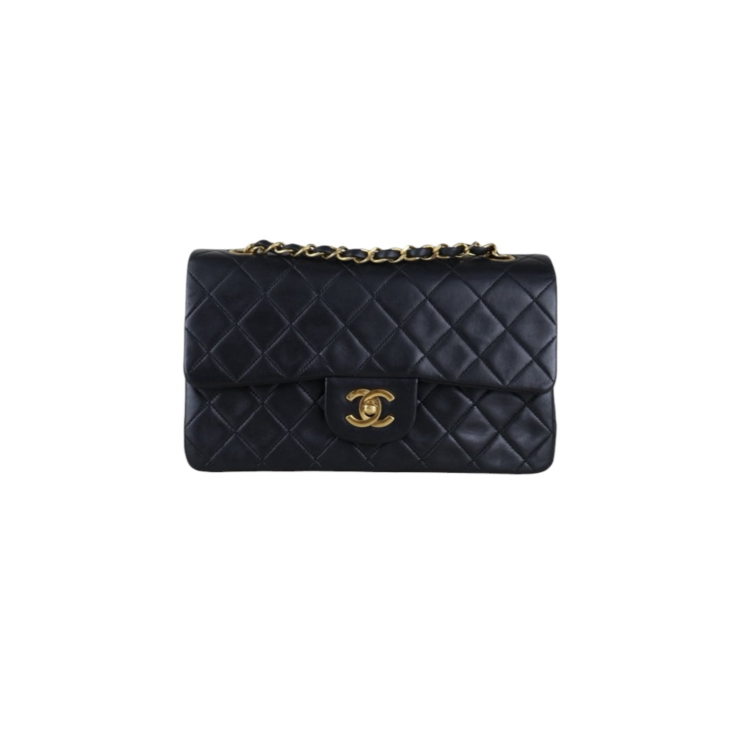 Good ( Rank AB)｜CHANEL Lamb Skin Matrasse Chain Double Flap 23 Shoulder Bag Black Made In 1989-1991Year｜H26013001