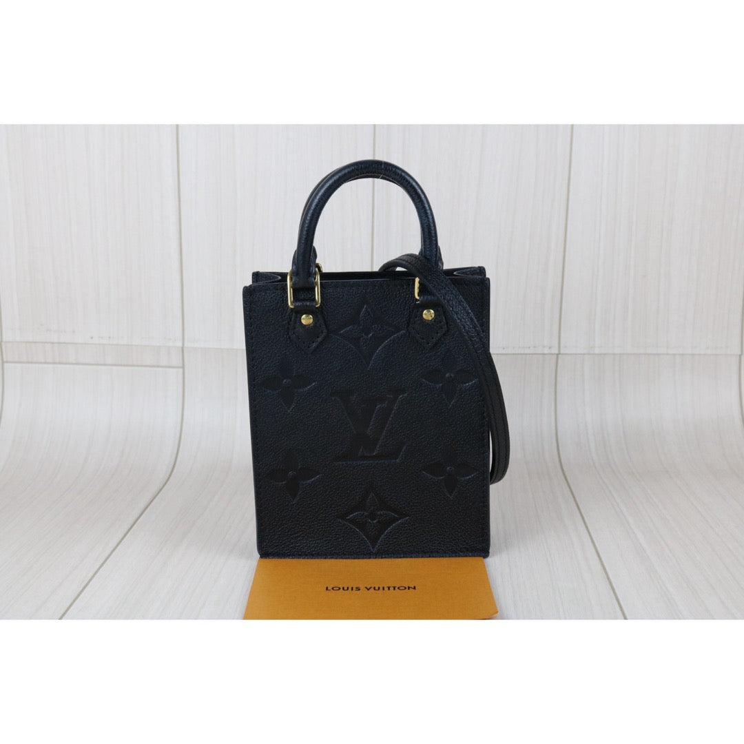 Include Entrupy Certificate of Authenticity｜Very Good ( Rank A)｜Louis Vuitton Monogram Empreinte Petit Sac Plat MINI Tote Bag Shoulder Bag Black IC Chips Model｜S26053006