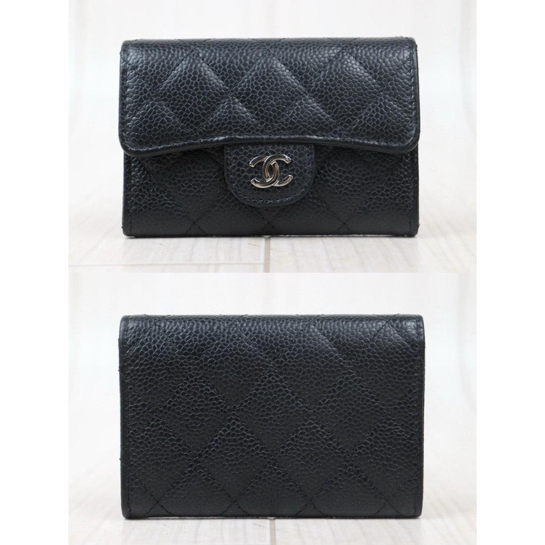 Good ( Rank AB)｜CHANEL Caviar Skin Leather Calf Leather  Card Holder Black Made In 2018 Year｜24110722