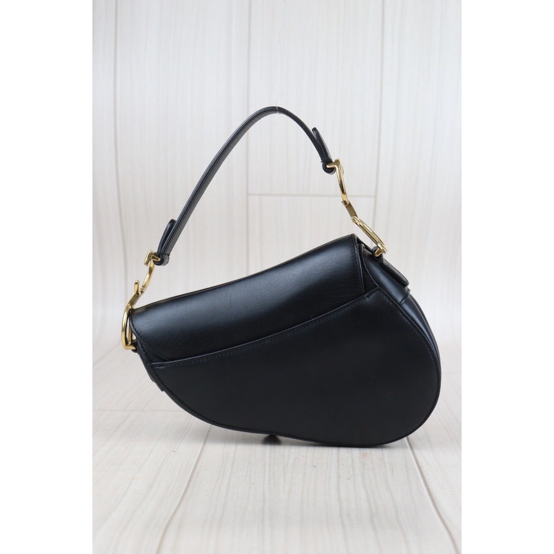 Rank A ｜Dior Smooth Calfskin Mini Saddle Bag Black ｜23080307