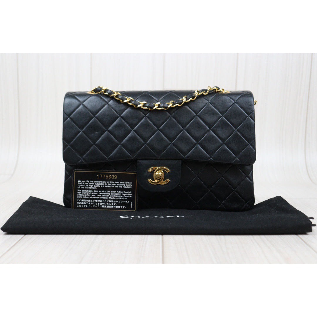 Rank A ｜ CHANEL Matrasse Double Flap 25 Shoulder Bag Black Made In 1989-1991Year｜S24030406