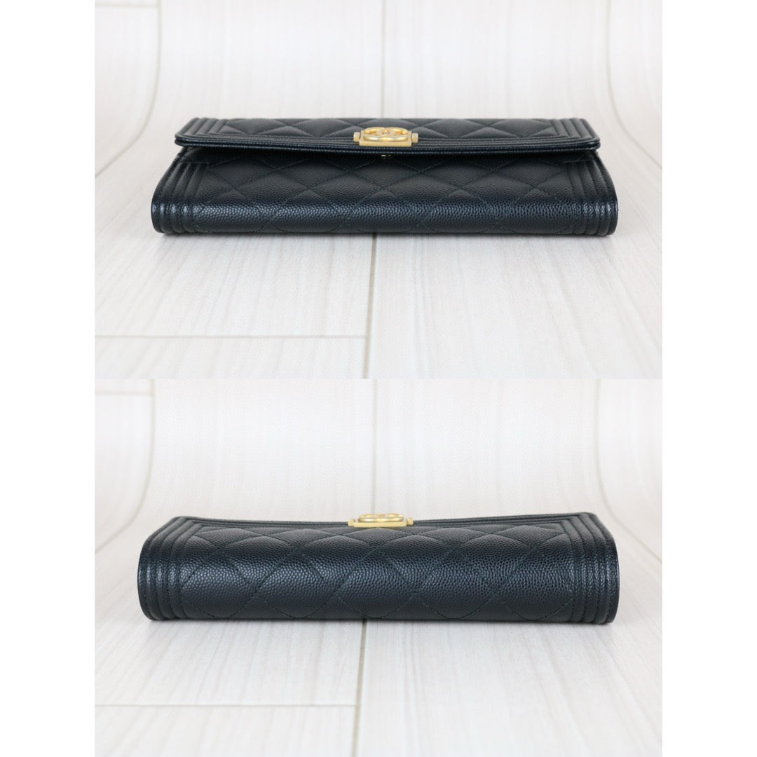 Very Good ( Rank A) ｜CHANEL Leboy Caviar Skin Black Long Wallet Made In 2018 Year｜X25040711