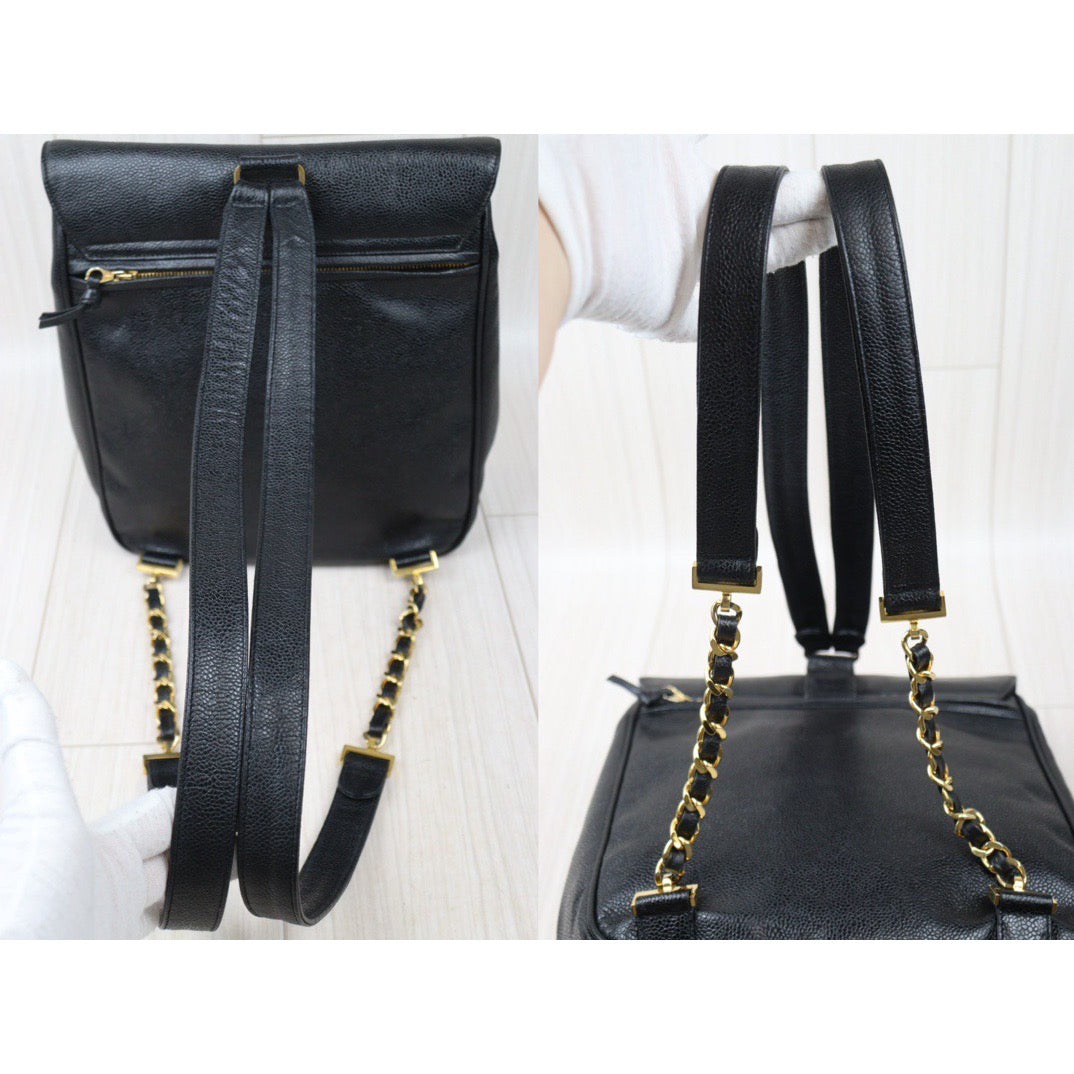 Rank A｜ CHANEL Caviar Skin  Backpack Gold Hardware Made in 1996-1997 Year ｜A24060501