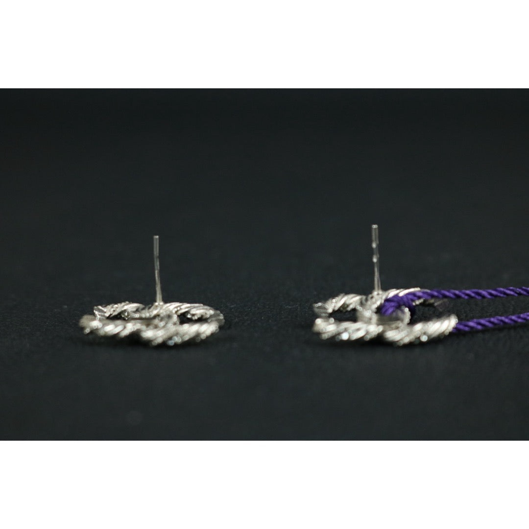 Include Authentic Detective Certificate of Authenticity｜Very Good ( Rank A) ｜CHANEL B14C COCO Mark Braids Rhinestone Earrings Made In 2014 Year｜X26042003