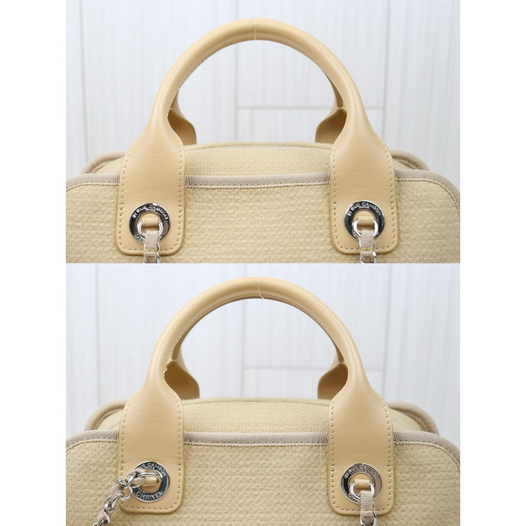 Very Good ( Rank A)｜ CHANEL Canvas  Bowling Bag Beige｜S24042502