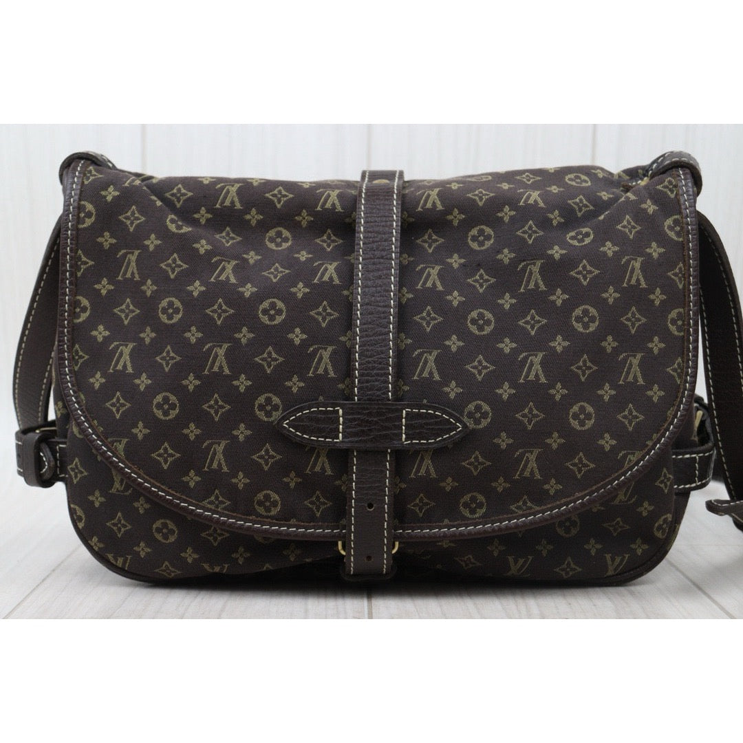 Good ( Rank AB)｜LV Monogram Mini Run Saumur  Shoulder Bag Canvas Leather Brown｜24103109