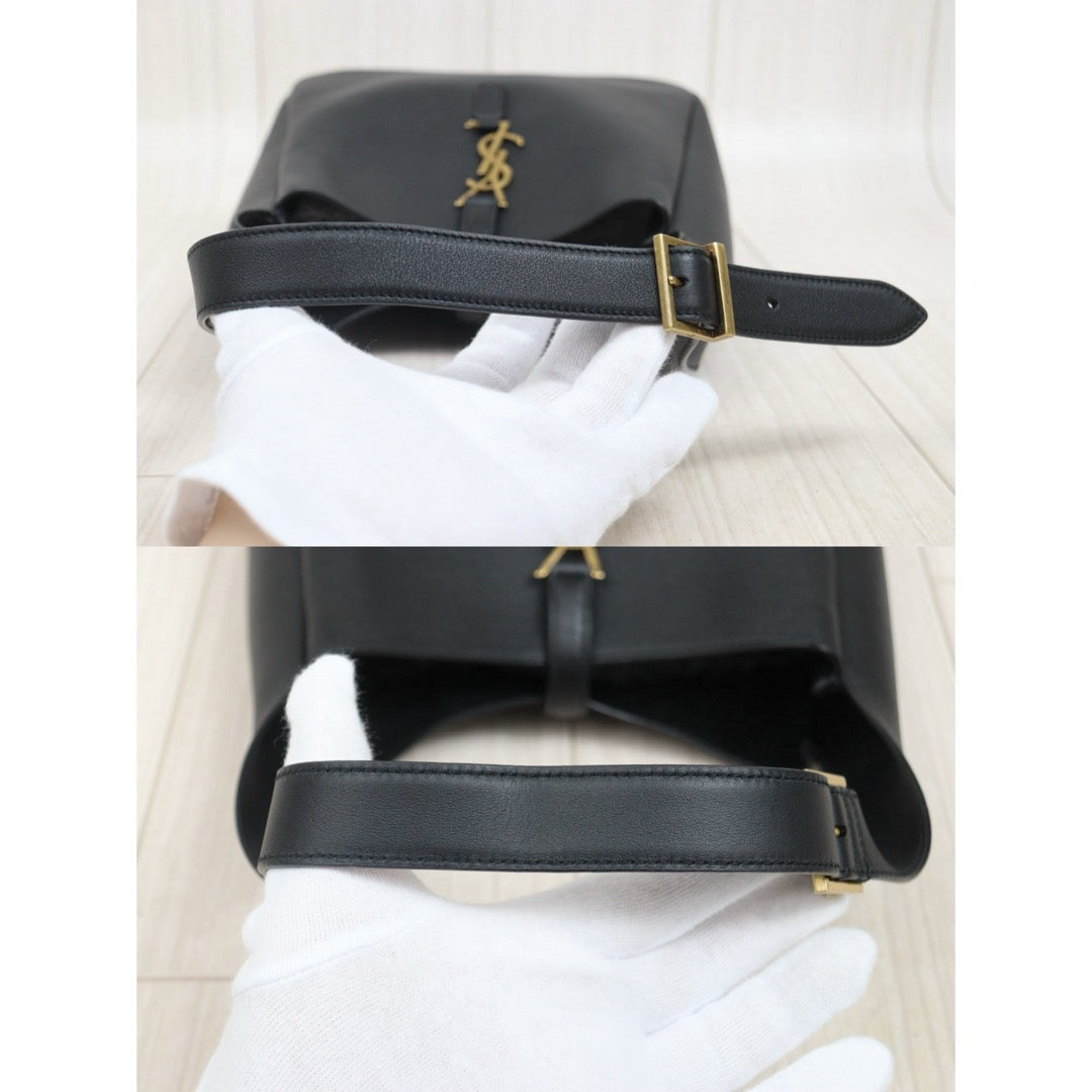 Include Entrupy Certificate of Authenticity｜Very Good ( Rank A)｜  Saint Laurent YSL Calf LeatherHobo Shoulder Bag Black ｜26070908