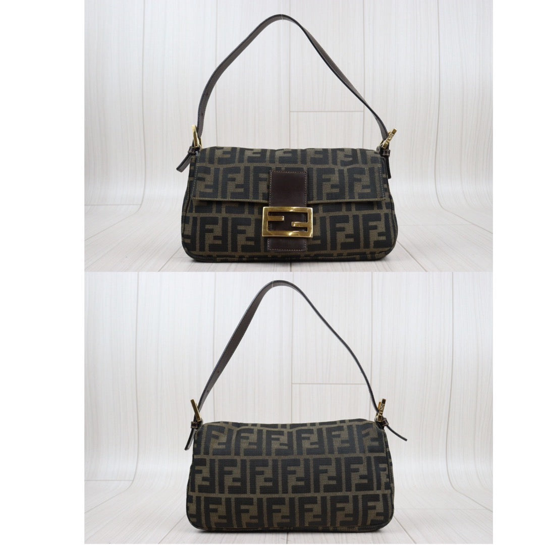 Rank A｜ FENDI Zucca Mamma Baguette Shoulder Bag Gold Hardware｜24030108