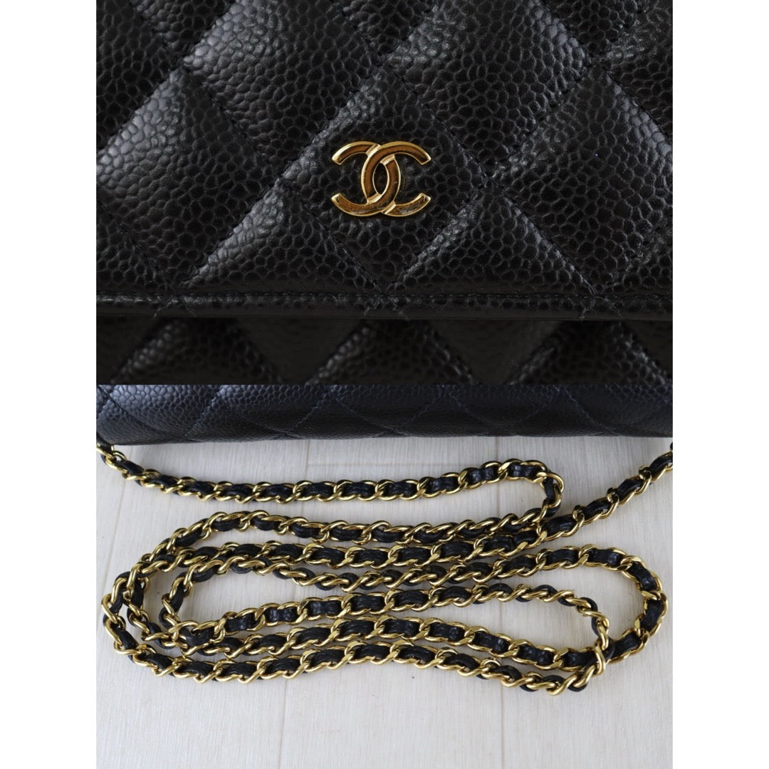 Include Entrupy Certificate of Authenticity｜Very Good ( Rank A)｜CHANEL Caviar Skin WOC Chain Bag Black  IC Chips Model｜S26090704
